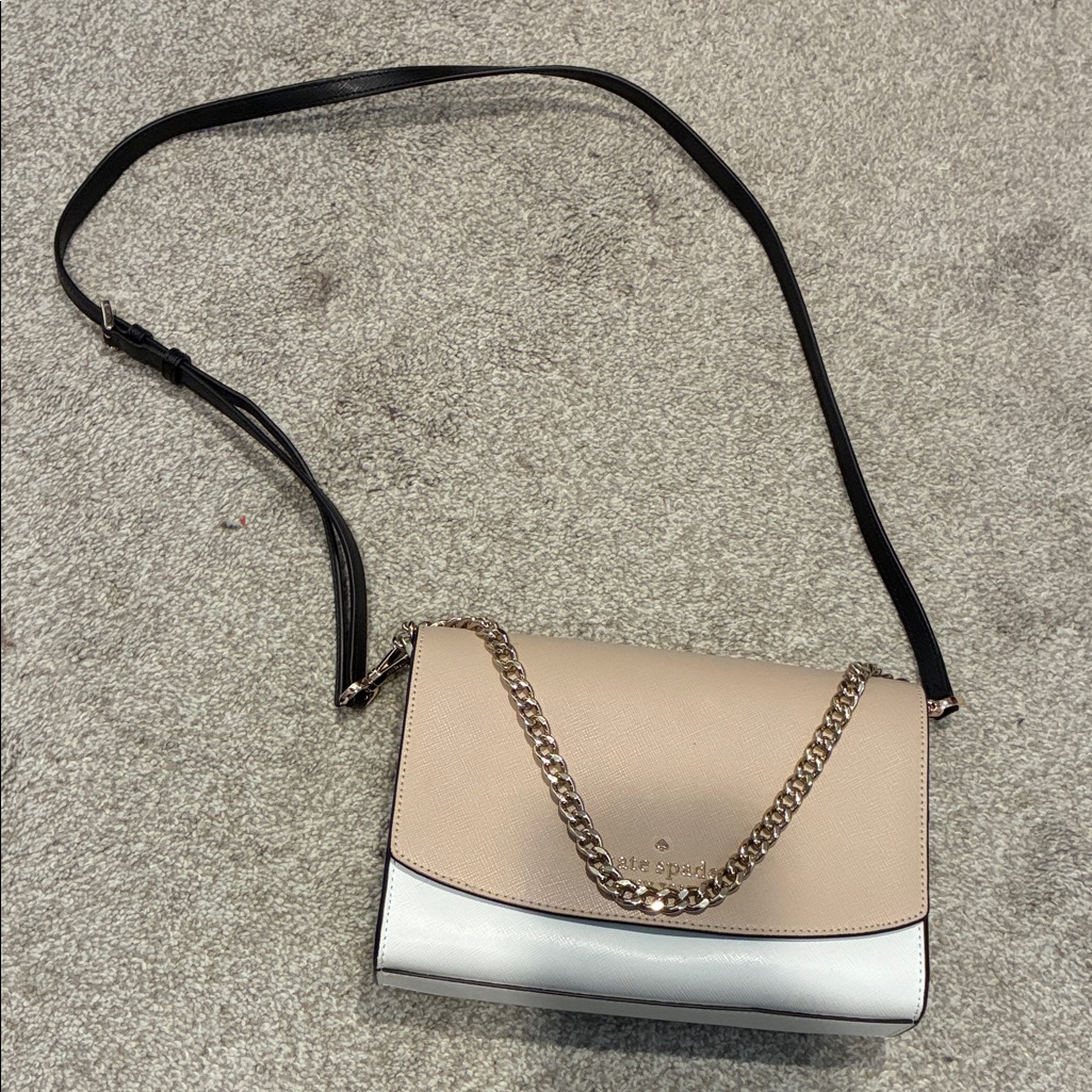 Kate Spade Madison Willow Convertible Tan And White Crossbody Bag